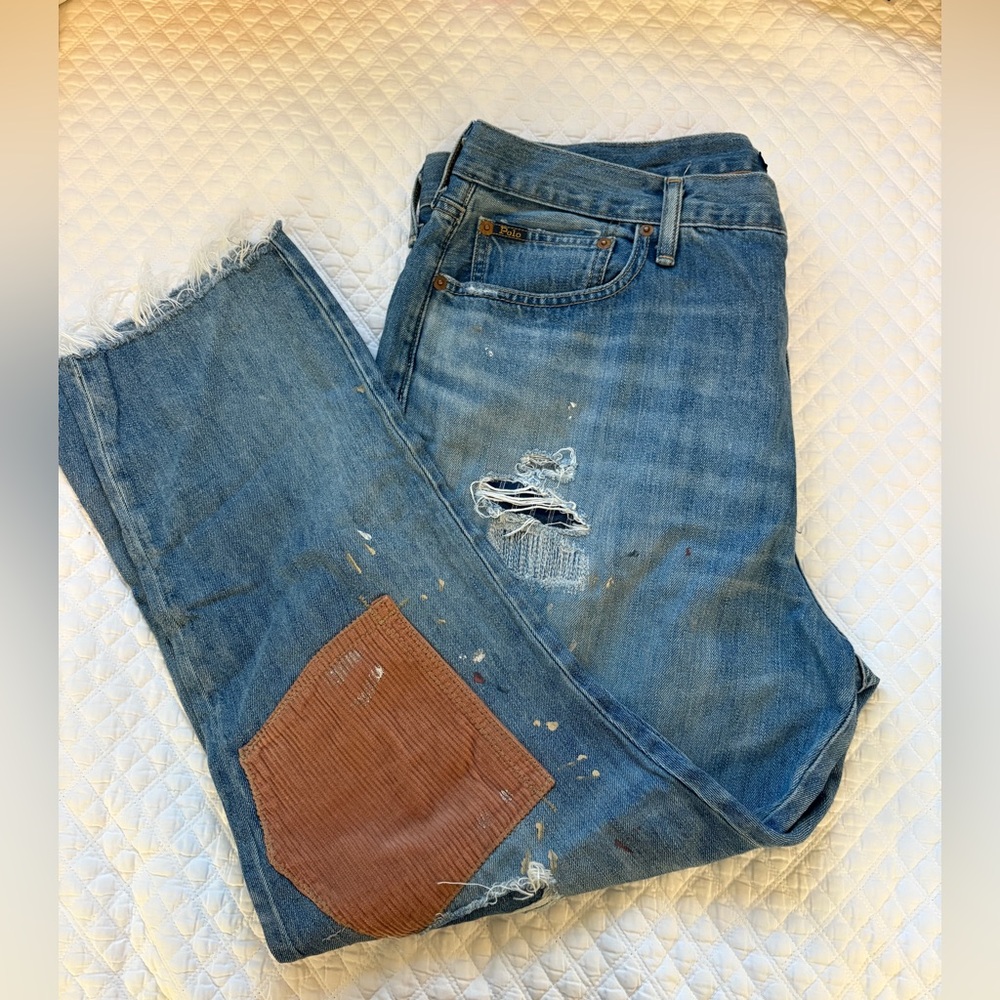 Polo by Ralph Lauren Blue Avery Boyfriend Fit Jeans with Patches
